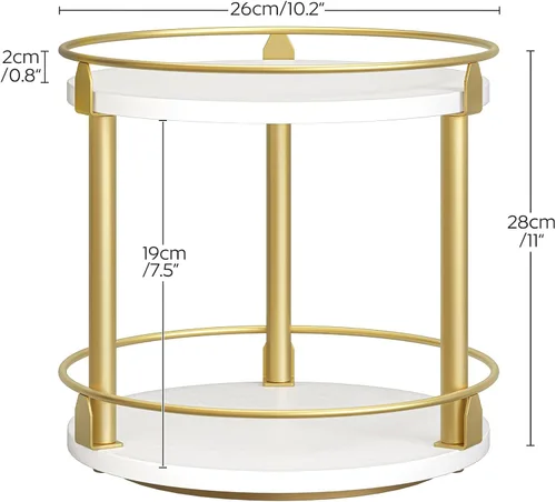 Miniatura 6 de YATINEY Lazy Susan SR22DW - Organizador de especias giratorio, organizador de platos giratorios de 2 niveles, soporte industrial para especias