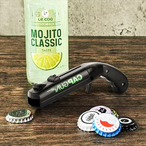 Miniatura 3 de REDIVA Pistola de tapa abridor de botellas, lanzador de disparos divertidos, pistola creativa de cerveza para juego de beber, fiesta familiar, bar