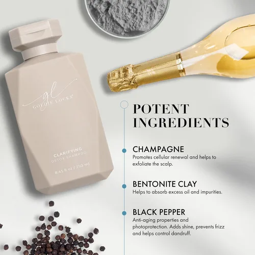 Miniatura 7 de Goldie Locks Champú clarificante, desintoxicante de limpieza profunda sin sulfatos para el cuero cabelludo y el cabello, elimina la acumulación
