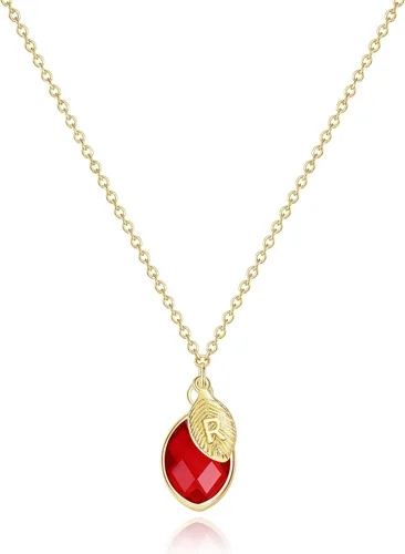 Me&Hz Initial Birthstone Necklace for Women 14K Gold Filled Small Initial Necklace Crystal Birthstone Pendant Necklace for Girls Teens Mom Dainty