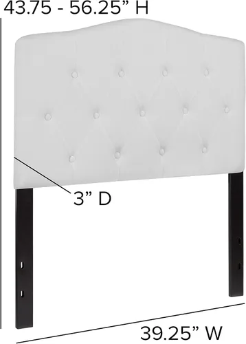 Miniatura 2 de BizChair Cabecero tapizado capitoné tamaño individual en tela blanca Blanco