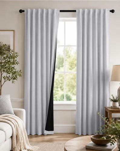 Miniatura 36 de PONY DANCE Cortinas opacas 100% cortas de 24 pulgadas de largo, medias cortinas con aislamiento térmico para ventanas pequeñas con parte trasera