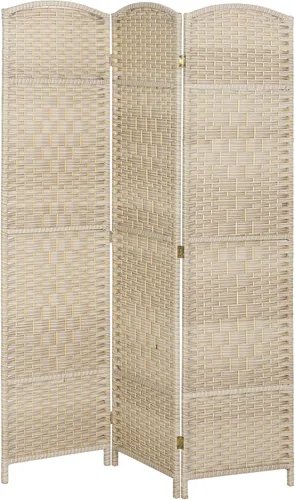 Miniatura 10 de HOMCOM Divisor de habitación de 3 paneles, pantalla de privacidad plegable de 6 pies de alto, partición de pared independiente tejida a mano