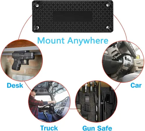 Miniatura 2 de Soporte magnético para pistola y funda de 37.5 libras para camión, armario oculto de goma, imán oculto para pistola para terreno resistente