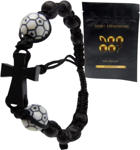 Miniatura 2 de Westmon Works Juego de pulseras de fútbol con dije de bola y tarjeta de oración Deluxe Sports Expressions Series Set, Madera, No es una piedra