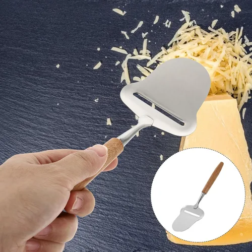 Miniatura 6 de Cortador de queso de acero inoxidable Plano Cuchillos de queso cortador de queso Servidor de afeitar con mango de madera para cocina
