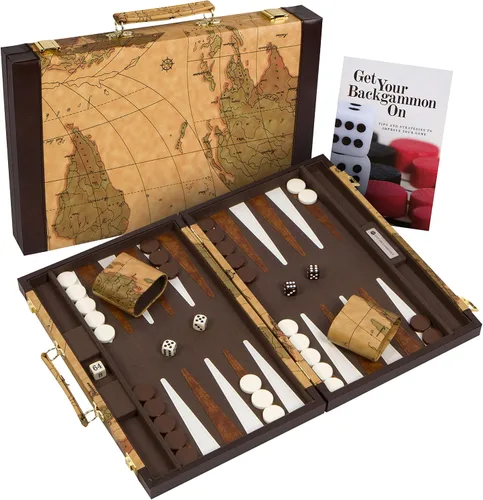 Miniatura 13 de Get The Games Out Juego de Backgammon, Estuche de Juego de Mesa Clásico, 2 Jugadores, Incluye Guía de Estrategia y Consejos, Perfecto para Fiestas