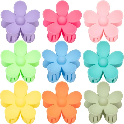 Miniatura 10 de Juego de 9 pinzas para el cabello mate: pinzas de metal antideslizantes grandes para cabello grueso y fino, 9 estilos con fuerte sujeción