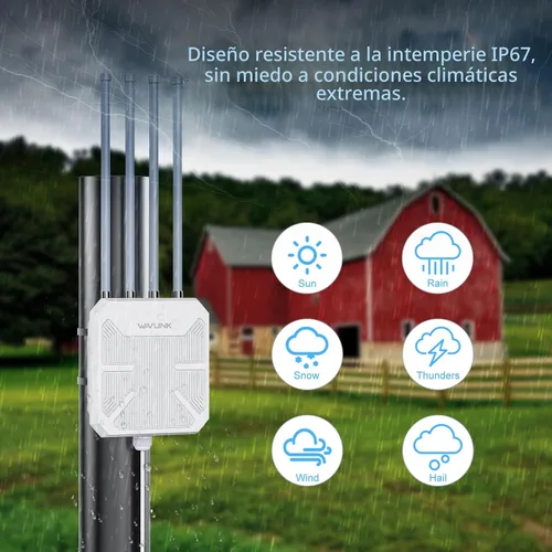 Miniatura 2 de WAVLINK AX3000 Extensor WiFi 6 para exteriores de largo alcance, punto de acceso inalámbrico para exteriores, PoE activo, antenas 4x8dBi, funciona