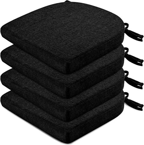 Miniatura 17 de Wellsin Cojines para sillas de comedor, 4 unidades, cojines para sillas de cocina con lazos y base antideslizante, almohadillas para sillas de Azul