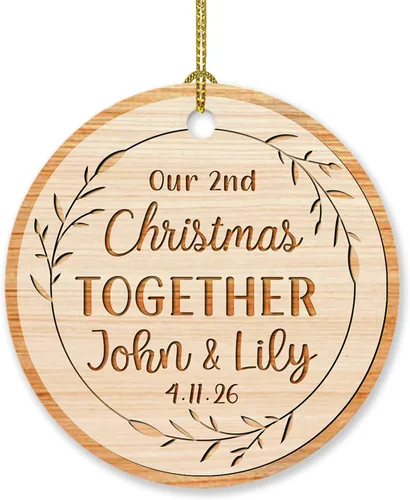 Miniatura 22 de Adorno de decoración de pareja juntos Navidad 2025, Adorno personalizado de nuestra primera Navidad juntos, regalo para citas, aniversario, pareja