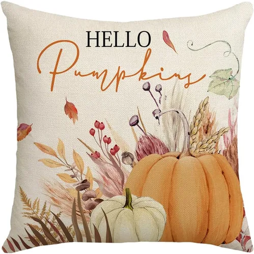 Miniatura 5 de Juego de 2 fundas de almohada de lino de 18 x 18 pulgadas para sofá, casa rural de Acción de Gracias, decoración de otoño