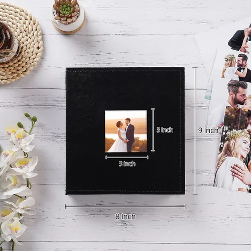 Miniatura 2 de potricher Álbum de fotos pequeño de 4 x 6 pulgadas, 200 fotos, cubierta de cuero, libro de fotos con 200 bolsillos horizontales para familia, boda