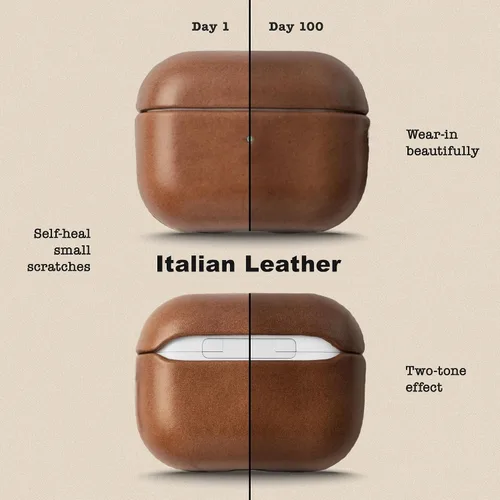 Miniatura 4 de Funda de piel italiana de primera calidad hecha a mano - Para AirPods Pro (solo 2.ª generación) - Efecto de dos tonos con pátina única a lo largo