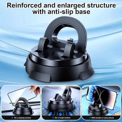 Miniatura 5 de Soporte para teléfono de coche, soporte de adsorción fuerte para coche, soporte móvil giratorio de 360 grados con base antideslizante, sin necesidad