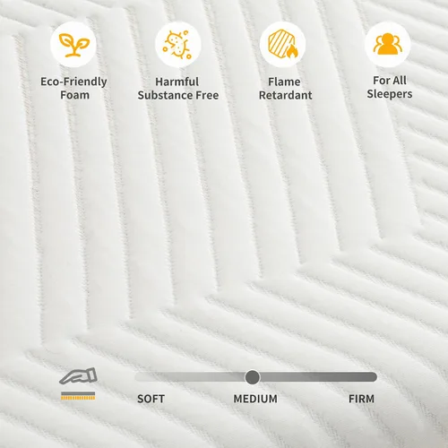 Miniatura 5 de Eshine - Colchón Twin XL para alivio del dolor de espalda, de 8 pulgadas de espuma viscoelástica con gel de enfriamiento - Fabricado en EE.UU.