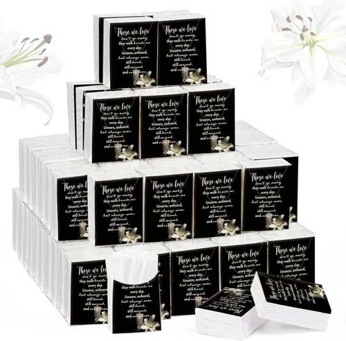 100 Paquetes de Pañuelos Faciales Conmemorativos "Aquellos que Amamos No Se Van" Poema Inspiracional Pañuelos de Bolsillo 3 Capas Paquetes de