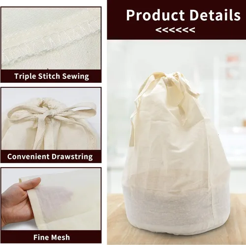 Miniatura 5 de CONIE - Bolsa coladora grande de 16 x 20 pulgadas, se adapta a hervidores de 40 a 50 cuartos de galón para cerveza casera, cerveza, vino, leche