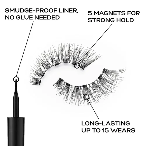 Miniatura 4 de Eylure PROMAGNETIC - Kit de delineador de ojos y pestañas, no 117 pestañas de fibra natural, color negro