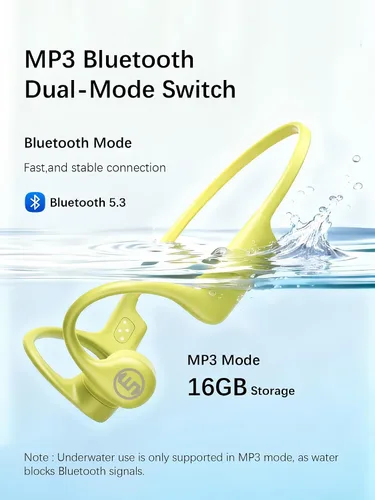Miniatura 4 de Essonio Auriculares de conducción ósea ultraligeros (0.92 oz), auriculares inalámbricos Bluetooth 5.3 con MP3 de 16 GB, impermeable IP68 para nadar