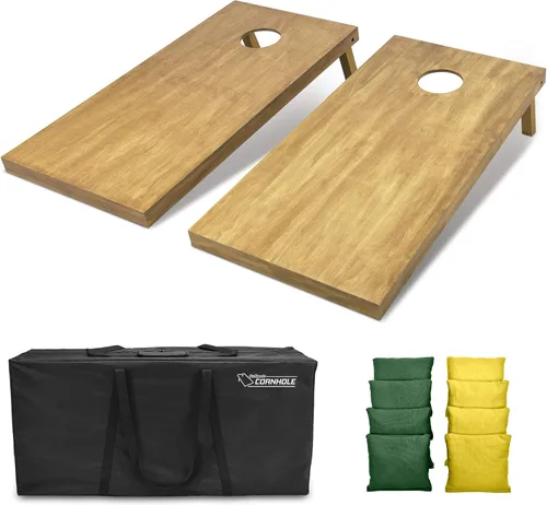 Miniatura 32 de GoSports 4 ft x 2 ft Regulation Size Wooden Cornhole Boards Set with Light Brown Finish - Includes Carrying Case and Bean Bags Negro- gris
