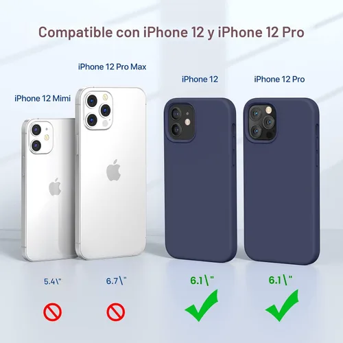 Miniatura 2 de Miracase - Funda compatible con iPhone 12 y 12 Pro de silicona líquida tipo goma gel, con protección total contra caídas y a prueba de golpes, 6.1