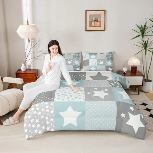 Miniatura 14 de Homewish Juego de edredón Kawaii Koala, juego de ropa de cama con hojas tropicales para niños, niñas y mujeres, edredón acolchado con hojas de palma