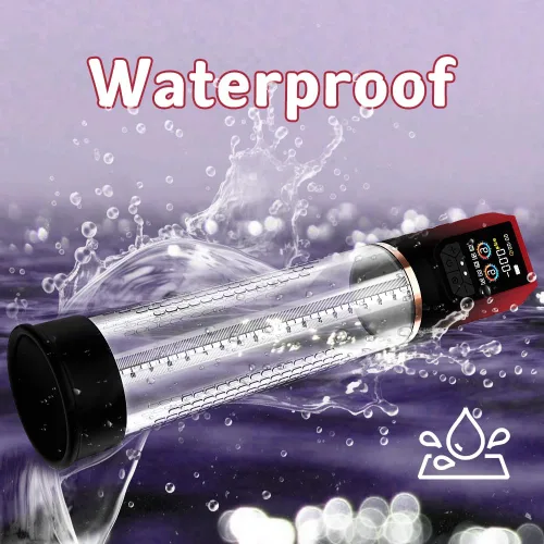 Miniatura 6 de Bomba de pene extensor de pene con lubricante, vibrador 3 en 1 para hombre, bomba de vacío eléctrica para pene con 12 modos de entrenamiento Rojo