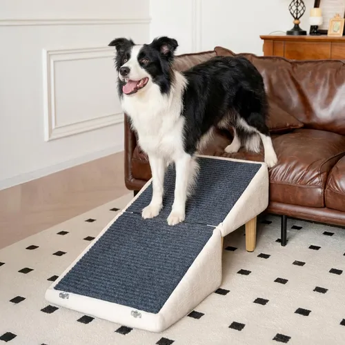 Miniatura 3 de Rampa 3 en 1 para perros de 18.9 x 17.7 x 18.9 pulgadas con almacenamiento, escaleras para mascotas para perros y gatos mayores y lesionados