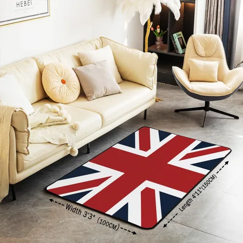 Miniatura 3 de jejeloiu The Union Flag - Alfombra de 3 x 5 pies con diseño de bandera británica, tapete reversible con estampado cuadrado para interiores