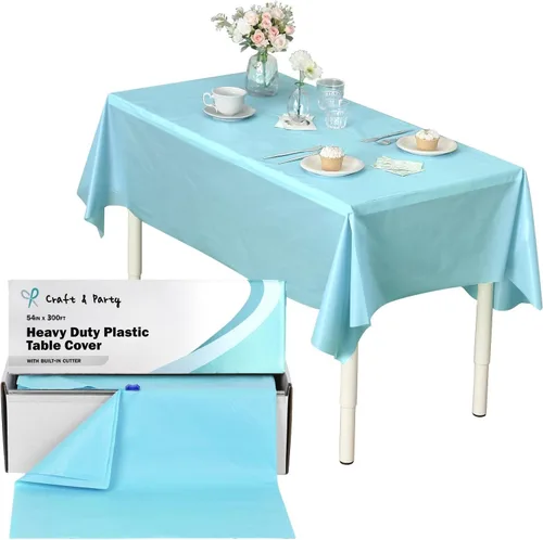 Miniatura 172 de Rollo de plástico para cubierta de mesa color verde manzana, 40 pulgadas x 100 pies, rollo de plástico resistente para cubierta de mesa de banquetes