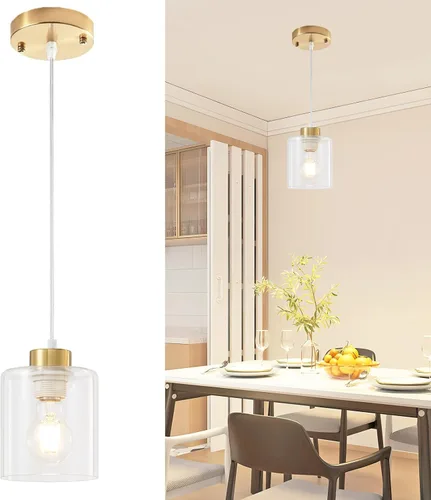 Miniatura 10 de 1 lámpara colgante de isla de cocina, moderna lámpara colgante de granja, lámpara de techo negra ajustable de 39 pulgadas para comedor, base E26