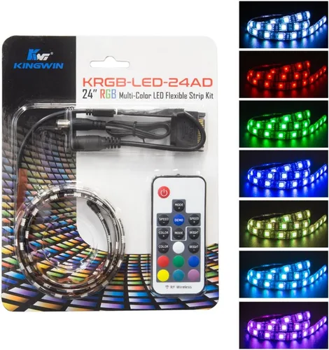 Miniatura 11 de Kingwin KRGB-LED-12 Tira de luces LED RGB, tira de luz LED para carcasa de computadora, PC, laptop, hogar, oficina e iluminación de fondo. Tira