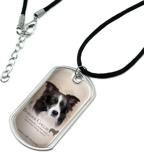 Miniatura 2 de GRAPHICS & MORE Border Collie - Collar con colgante de placa de perro militar con cordón, Metal, Sin gemas.