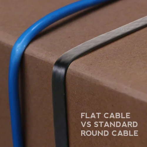 Miniatura 4 de Buhbo Cable de red Ethernet plano Cat6 de 2 pies RJ45 (paquete de 5)