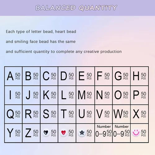 Miniatura 4 de Amaney - 1600 piezas, cuentas de letras acrílicas de 4 x 7 mm, blancas, A-Z, 31 estilos para hacer joyería, pulseras, collares, llaveros Blanco
