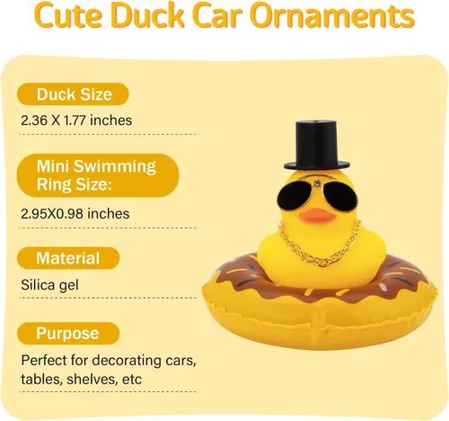 Miniatura 2 de wonuu 2 adornos de pato para salpicadero de automóvil, adornos de goma para decoración de tablero de automóvil, accesorios de decoración con mini