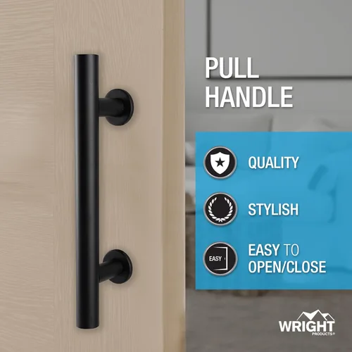 Miniatura 2 de Wright Products Juego de tiradores de puerta de granero y manijas montadas al ras – Juego de manijas de puerta interior negro mate para puertas