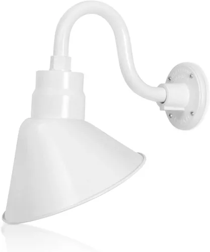 Miniatura 45 de Lámpara de señal de cuello de cisne con pantalla angular negra satinada de 10 pulgadas con brazo de extensión largo de 22 pulgadas, aplique de pared