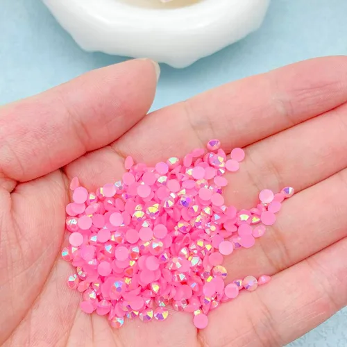Miniatura 2 de 1000 diamantes de imitación de resina de 0.236 pulgadas con parte trasera plana de color AB para botellas, vasos, maquillaje de cara, decoración