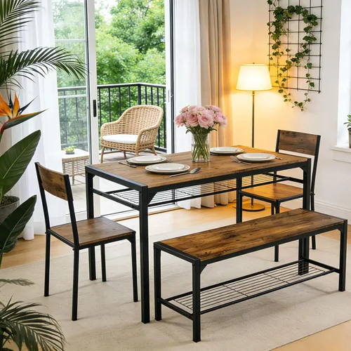 Miniatura 8 de Karl home Juego de mesa de comedor de 4 piezas para 4, juego de sillas de mesa de cocina modernas para espacios pequeños, apartamento, estante