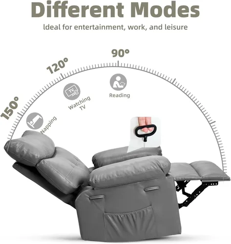 Miniatura 4 de GarveeHome Silla reclinable extra grande - Silla reclinable manual de piel sintética PU para adultos, silla perezosa con brazo y respaldo de esponja