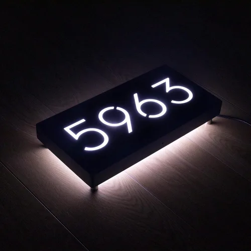 Miniatura 9 de Números de casa LED de 12V para casa, retroiluminación de calle, números de casa modernos personalizados, señal de dirección iluminada, placa de Luz