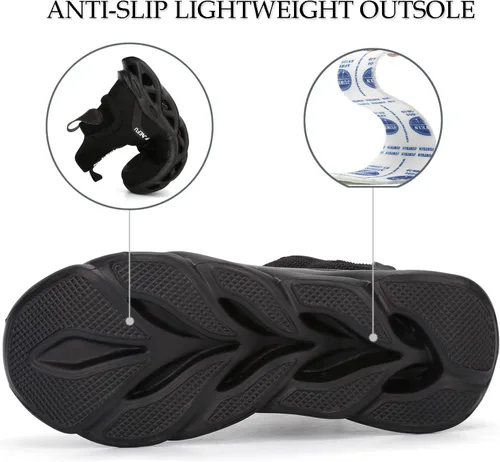 Miniatura 4 de XUNRUO Botas de seguridad de trabajo para hombres y mujeres, con puntera de acero, ligeras, transpirables, botas de construcción