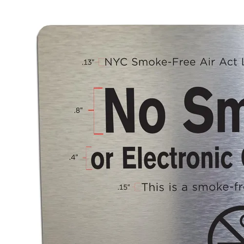 Miniatura 2 de Ley local Nº 141 de 2017 de la Ley de Aire Libre de Humo de Nueva York" - Cartel de aluminio cepillado para no fumar o usar cigarrillos