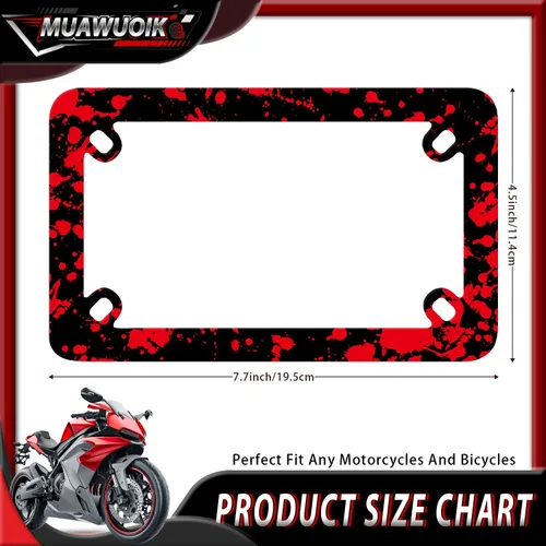 Miniatura 2 de Marco de placa de matrícula de motocicleta con salpicaduras de sangre para Halloween, de acero inoxidable, divertido soporte para placa