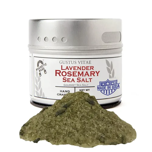 Sal marina de romero y lavanda | condimento gourmet | Todo natural | Sal de acabado artesanal | Sin OMG, sin agentes antiaglomerantes | Lote pequeño