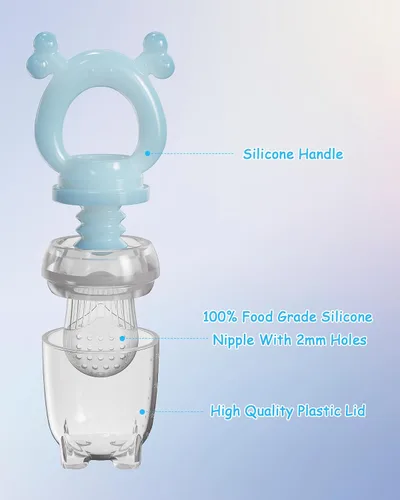 Miniatura 4 de Alimentador de frutas de silicona para bebés, paquete de 2 mordedores de malla para bebés, moldes de paletas de leche materna para aliviar