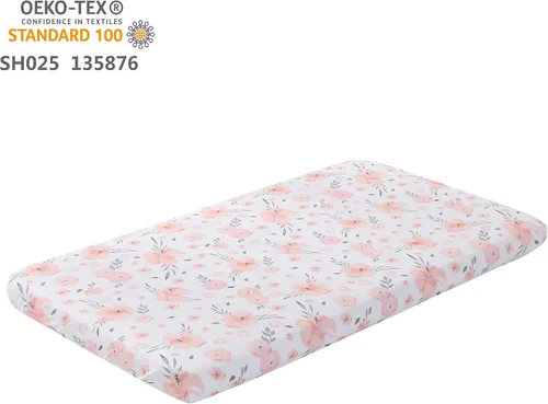 Miniatura 6 de PINNKKU Juego de ropa de cama de cuna de 3 piezas para niños y niñas, incluye falda de cuna, manta, sábana, ropa de cama de bebé, floral, tamaño mini