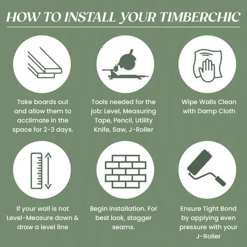 Miniatura 9 de TIMBERCHiC Tablones de Pared 100% Madera - Fabricados en Estados Unidos - Paneles de Pared Despegar y Pegar para Decoración Interior - Acabado Liso